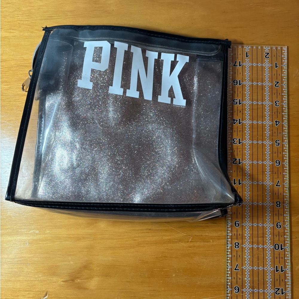 PINK Victoria's Secret Glitter Makeup Bag - Black and Silver